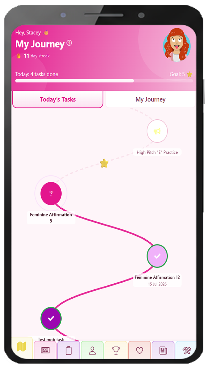 TransBeMe's My Journey screen on phone